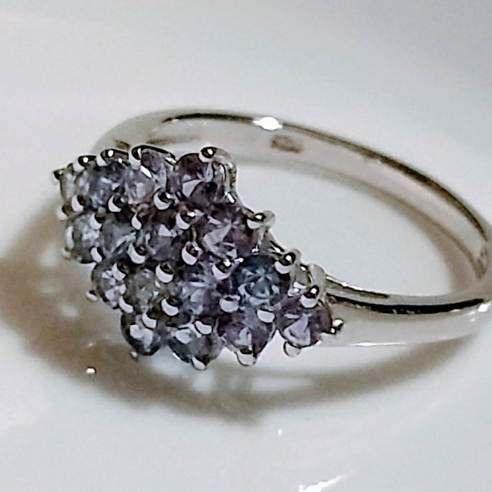 TANZANITE PLATINUM OVER STERLING SILVER RING